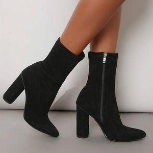 Faux suede heel booties